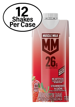 Muscle Milk Genuine Strawberries 'N Crème Shake, 26g Protein, 11 oz. (12 Per Case)
